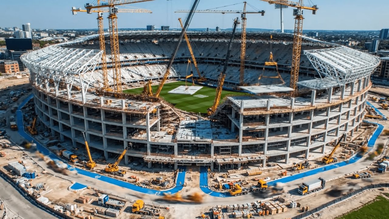 Building a Football Stadium | Full Construction Timelapse