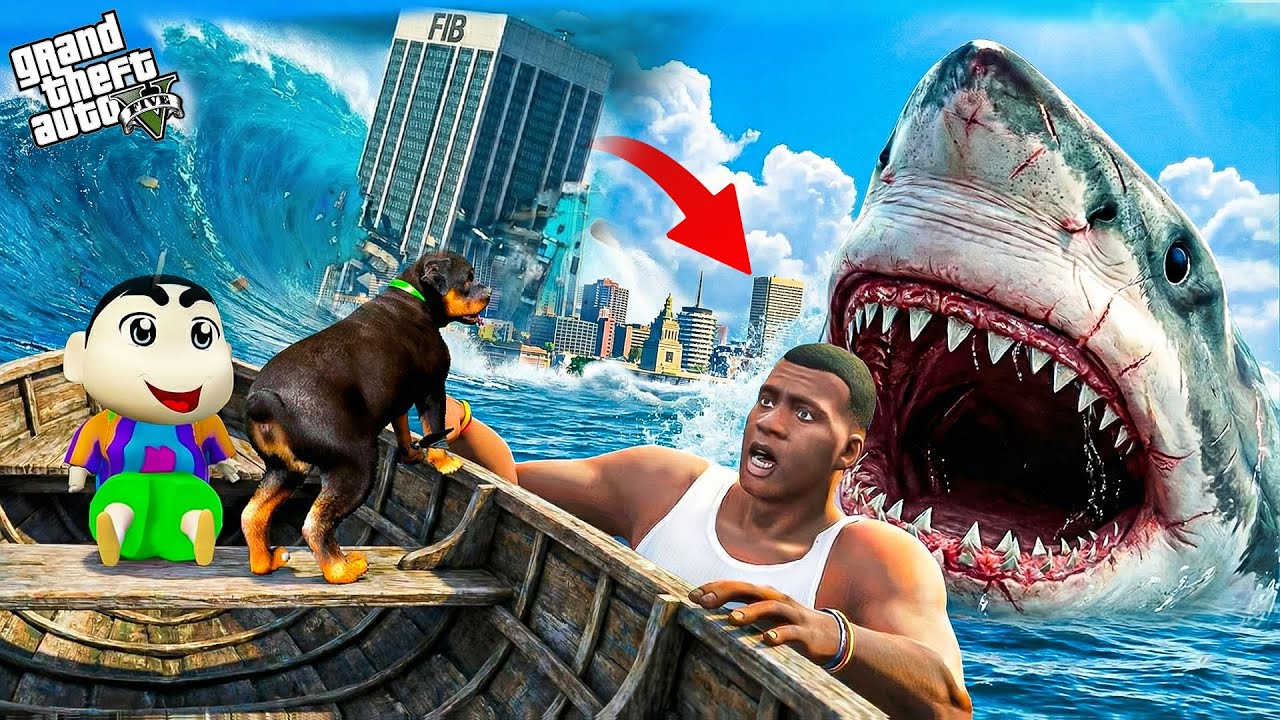 Franklin, Shinchan & Chop Survive a Massive Tsunami in Los Santos! 🌊😱 | GTA 5
