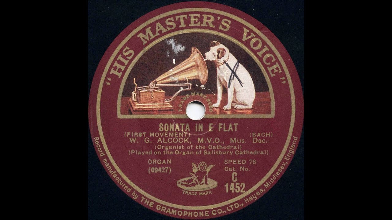Trio-Sonata 1 E-flat BWV 525 JS Bach, WG Alcock at Salisbury Cathedral (78 rpm, 1927)