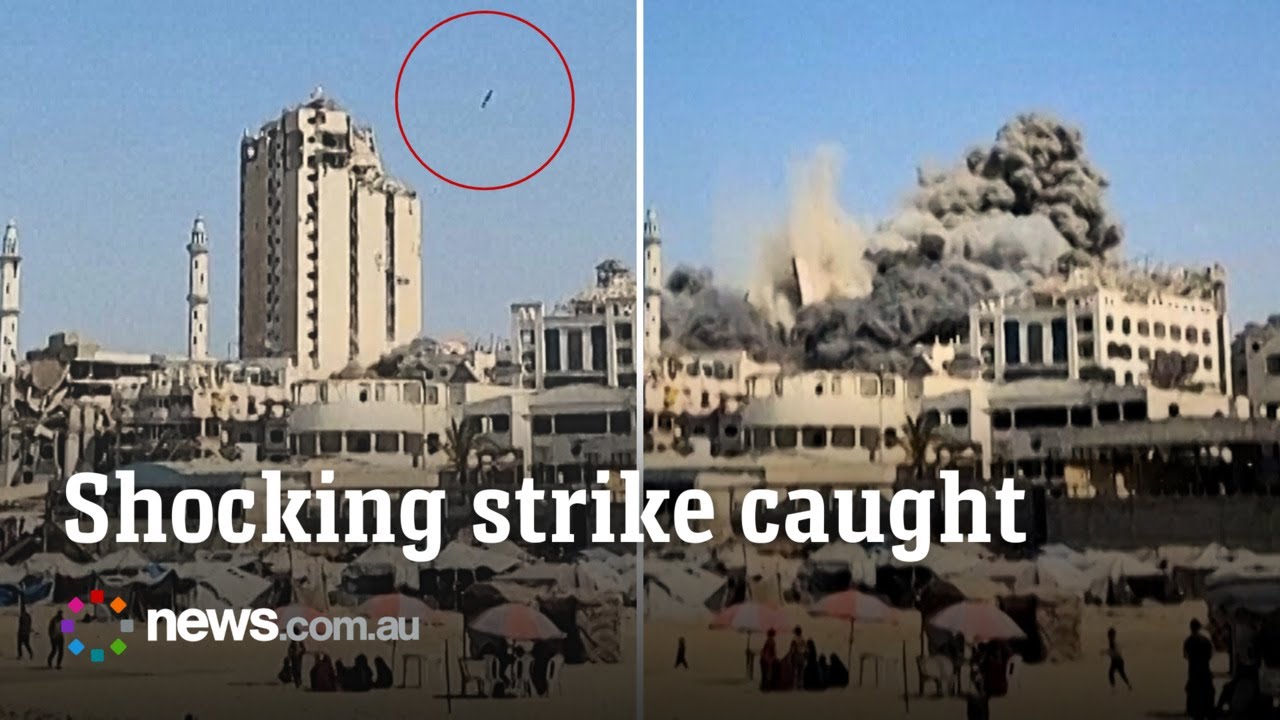 Dramatic footage shows Gaza’s tallest tower obliterated