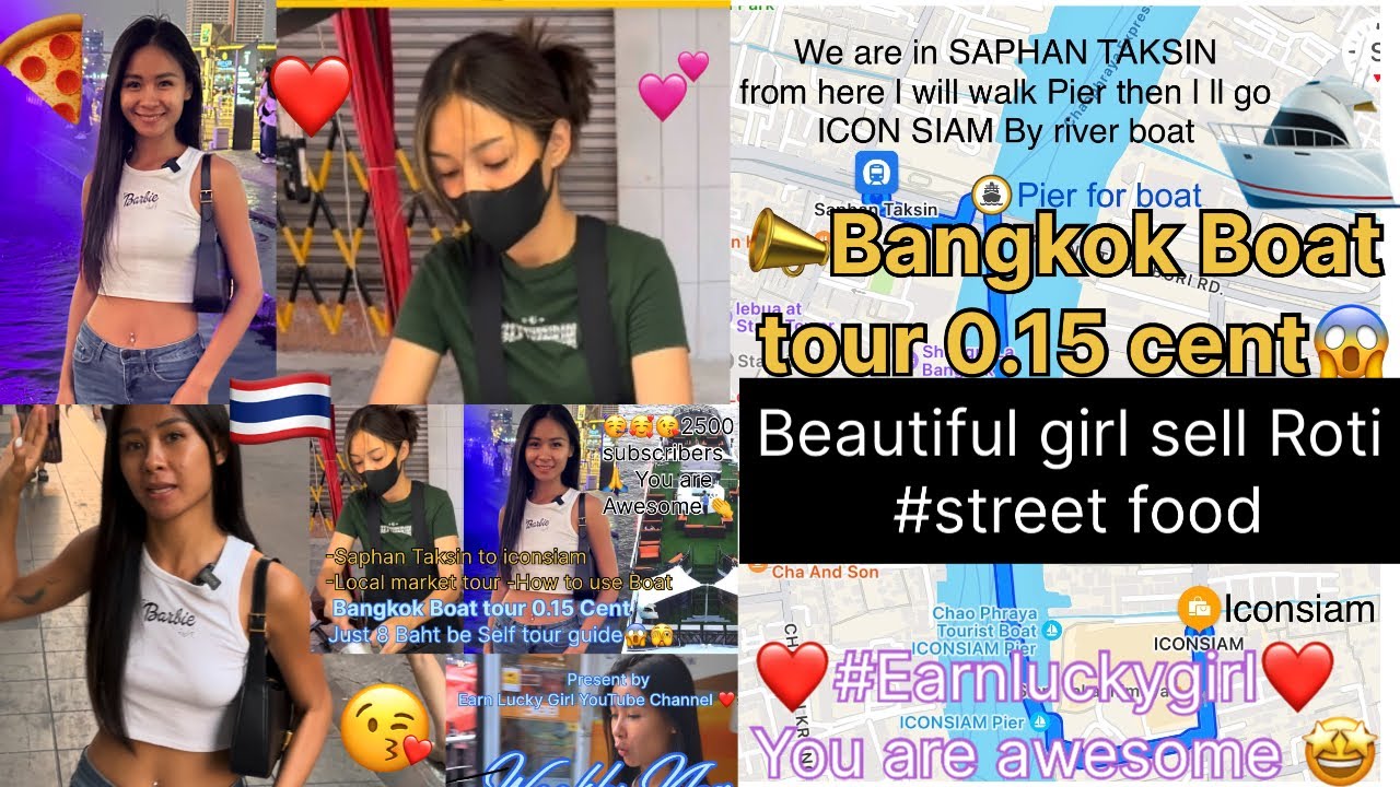 Travel to Bangkok By Boat Only 0.15 Cent! #streetfood Beatiful Girl Roti Street Food Seller l❤️🇹🇭