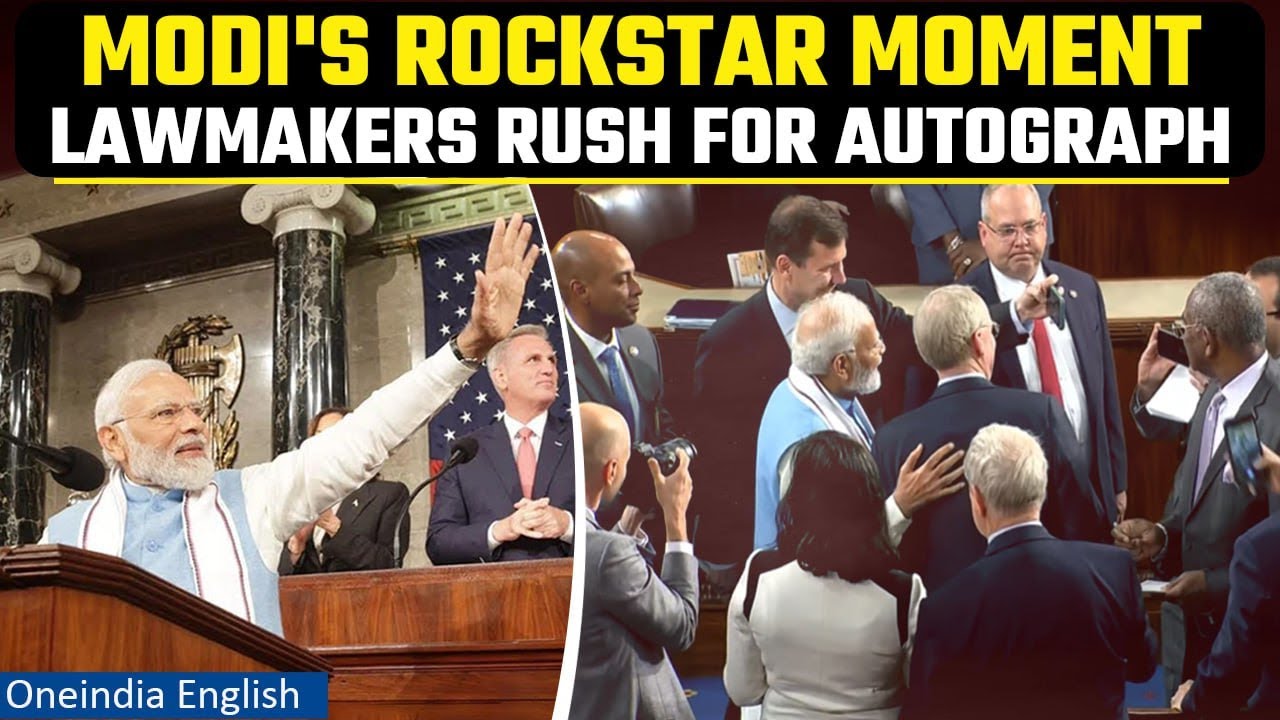 PM Modi addresses the US Congress | Lawmakers line up for Modi&rsquo;s autograph | Oneindia News