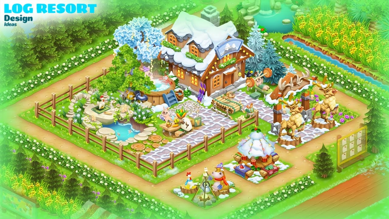 Hay Day Log Resort farm design ideas #hayday 