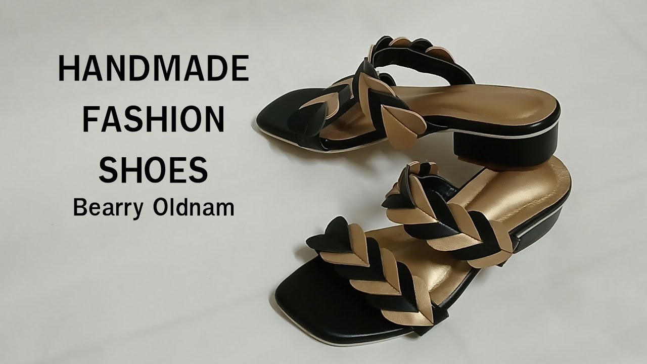 ทำรองเท้า ส้น 1 นิ้ว หัวใจสี ดำ ทอง make fashion shoes, 1 inch heels, black and gold hearts