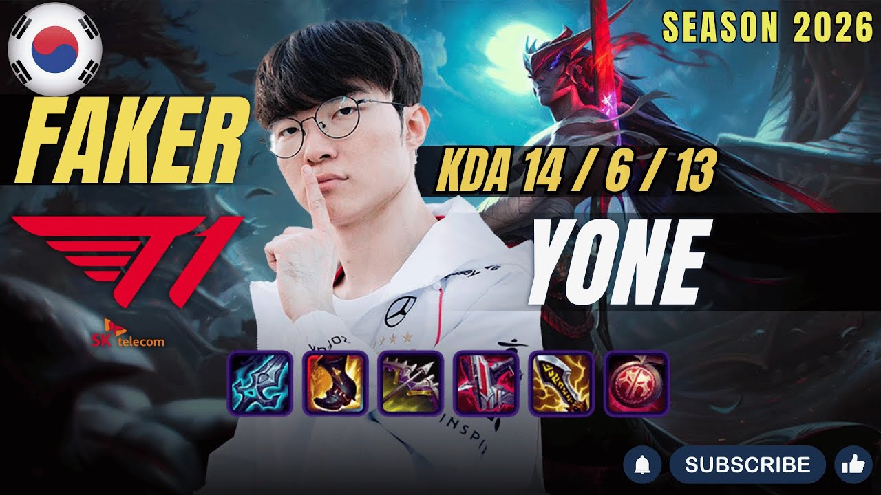 T1 Faker YONE vs OTP QIYANA Mid - Patch 26.1 KR Ranked | lolrec