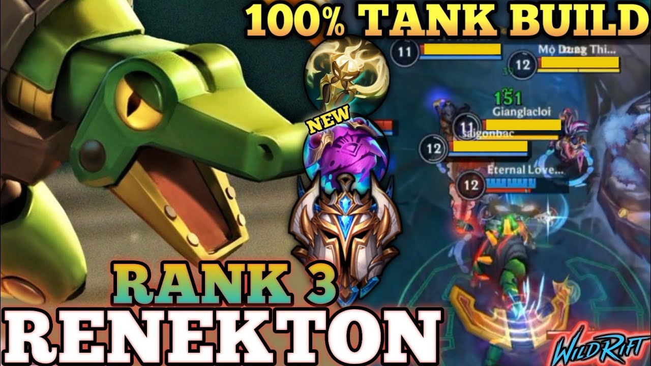 RENEKTON NEW META BUILD! MAX TANK MVP PLAY - TOP 3 GLOBAL RENEKTON BY Eternal Love マン - WILD RIFT