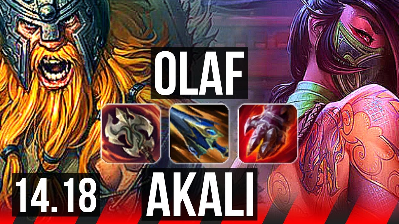 OLAF vs AKALI (TOP) | 6 solo kills, Legendary, 700+ games, 14/3/3 | NA Master | 14.18
