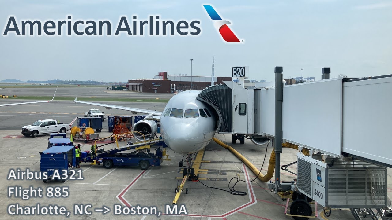 (HD/60) American Airlines flight 885 from Charlotte to Boston.