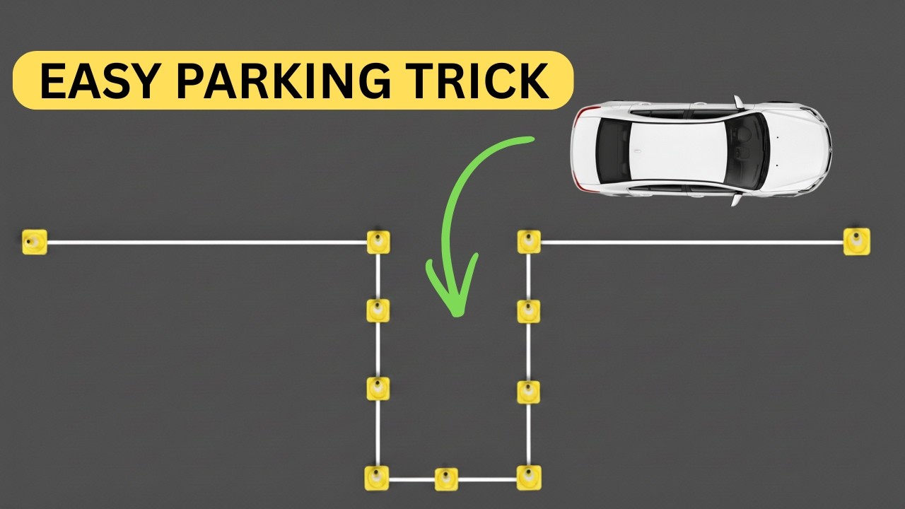 Reverse Parking with yellow Cones - 8 steps -