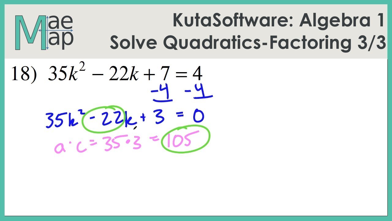 KutaSoftware: Algebra 1- Solving Quadratics By Factoring Part 3