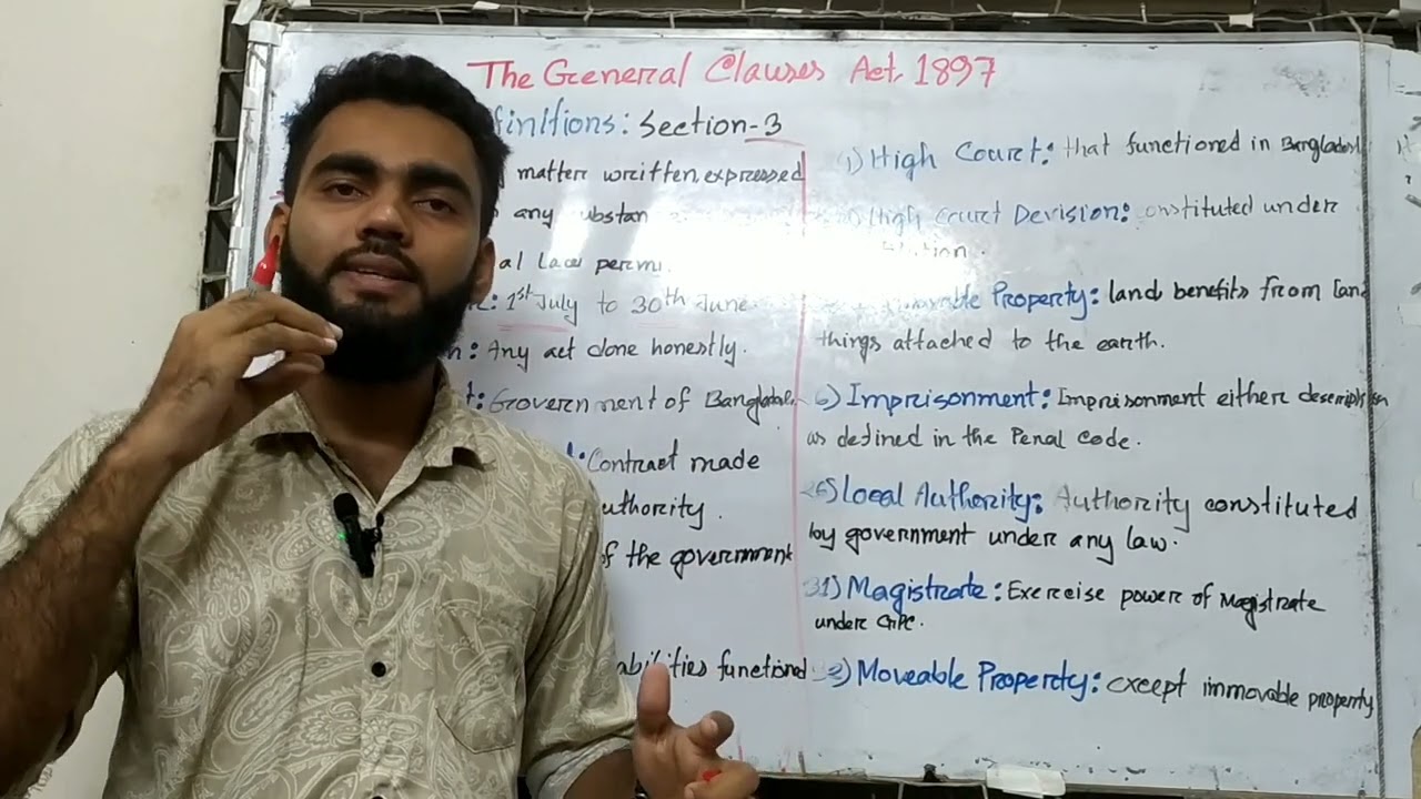 The General Clauses Act 1897| General Definitions Section 3 Sub Sections 16 to 34