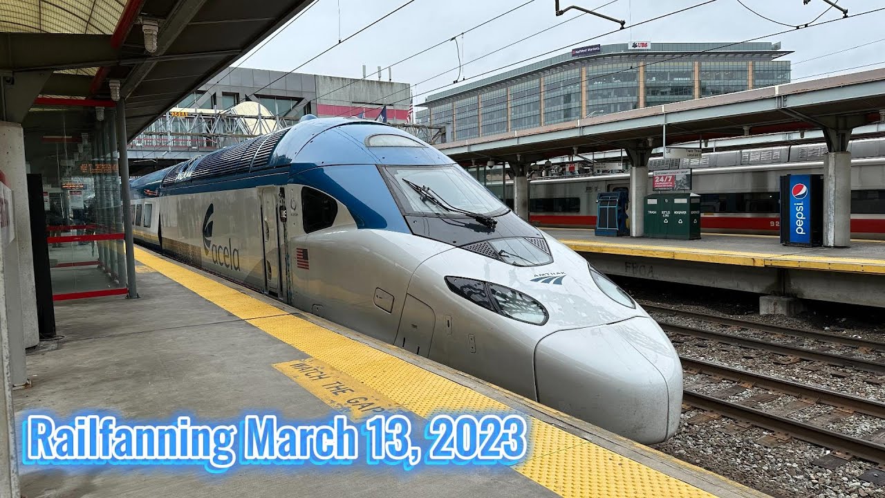 Gloomy railfanning in Stamford station (3/13/2023) ft. hornshows & NextGen Acela Extra 838