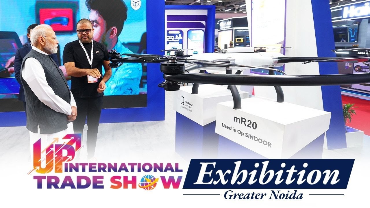 PM Modi visits an exhibition at the Uttar Pradesh International Trade Show in Greater Noida