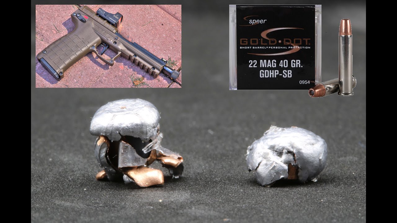 Патрон .22 Mag равен 5.7x28 мм? Speer Gold Dot 40gr JHP