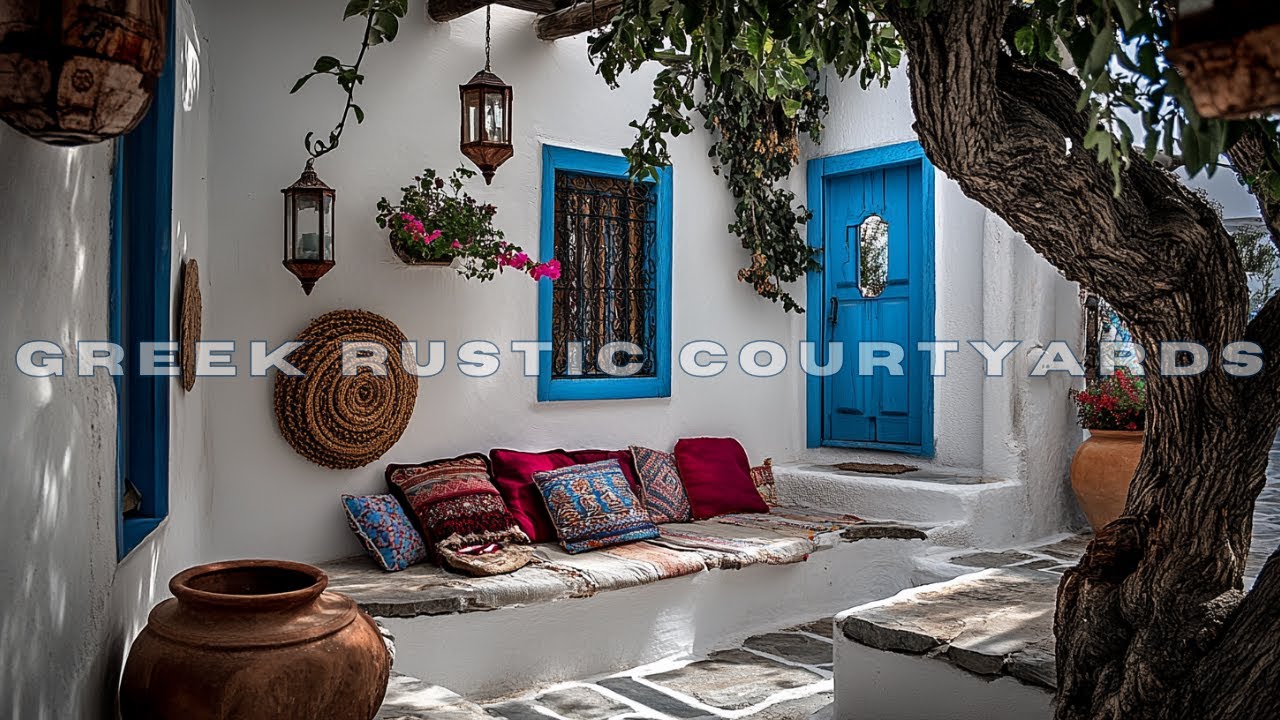 🇬🇷 Greek Rustic Courtyards: A Hidden World of Colour