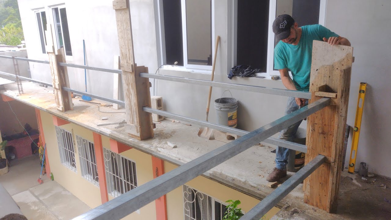 como hacer una baranda de tubos galvanizados y castillos de concreto