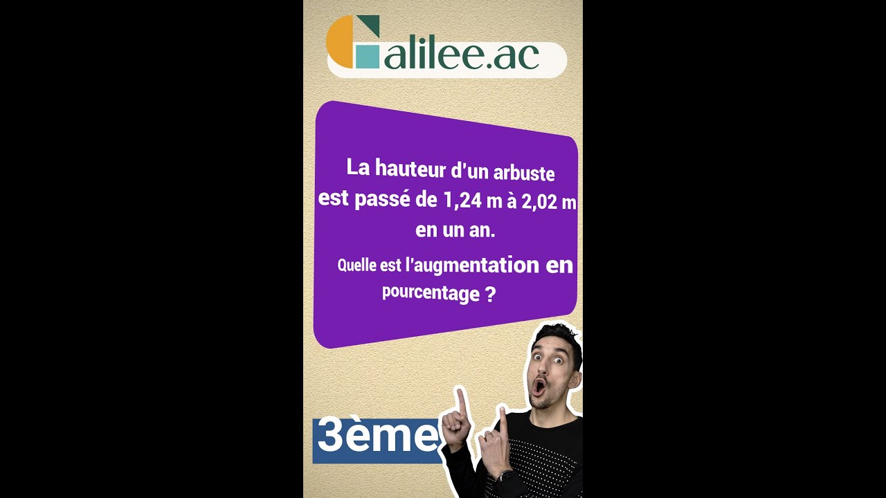POURCENTAGE d'AUGMENTATION entre 2 VALEURS -  Exercice Corrigé - Maths Troisième
