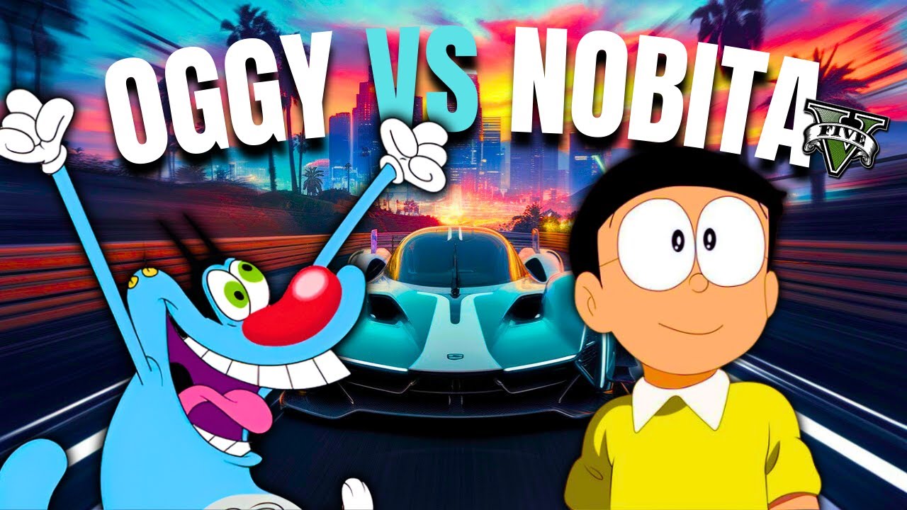 Oggy Vs Nobita GTA 5 | Who Can Cross This Crazy RAMPS!!!