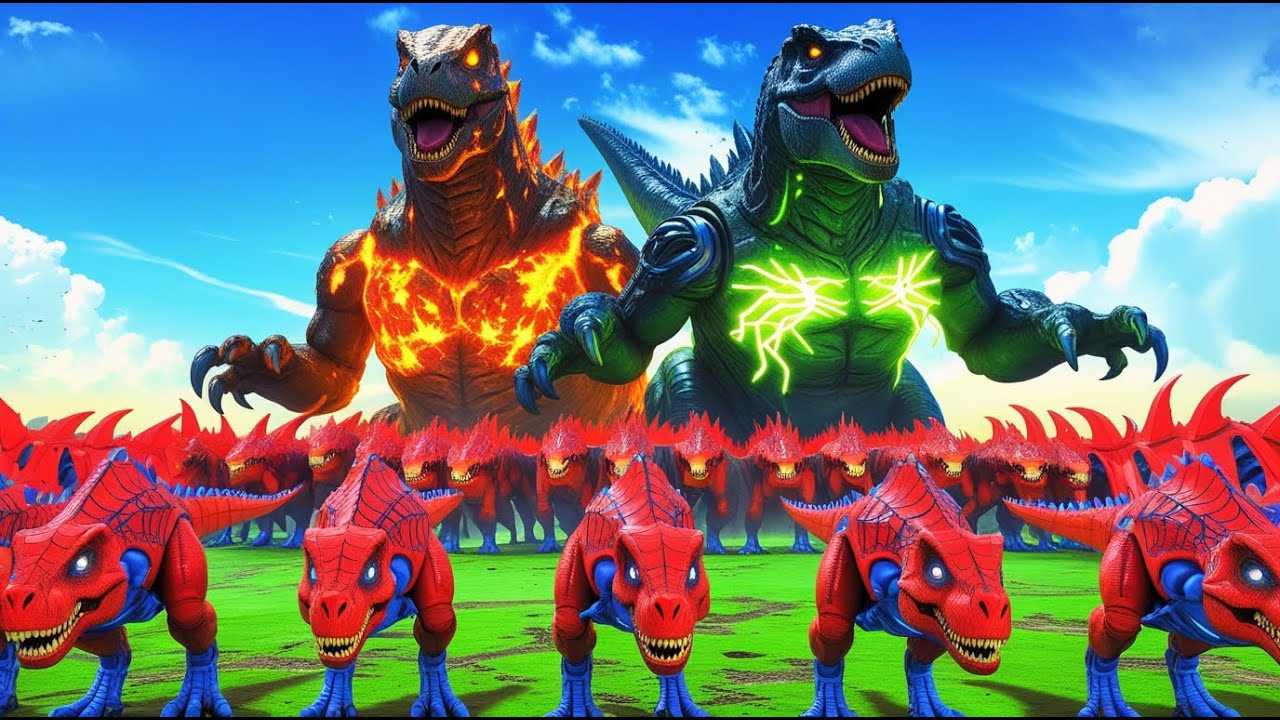Jurassic World: New T-rex Evolution vs Dinosaurs Fighting Godzilla in Jurassic World Evolution