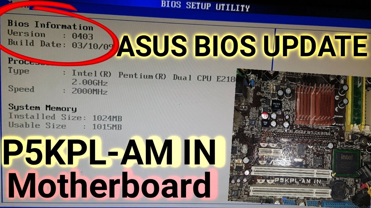 ASUS P5KPL-AM IN Motherboard BIOS update | Bios Version 0403 To 0507 Update Successfully