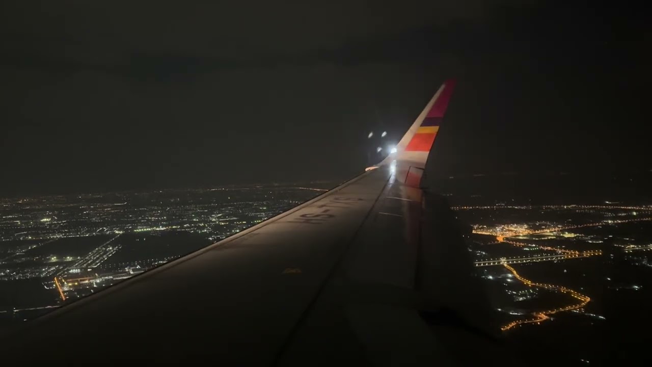Thai Airways A320 full landing to Bangkok-Suvarnabhumi Airport (BKK) from Khon Kaen Airport (KKC).