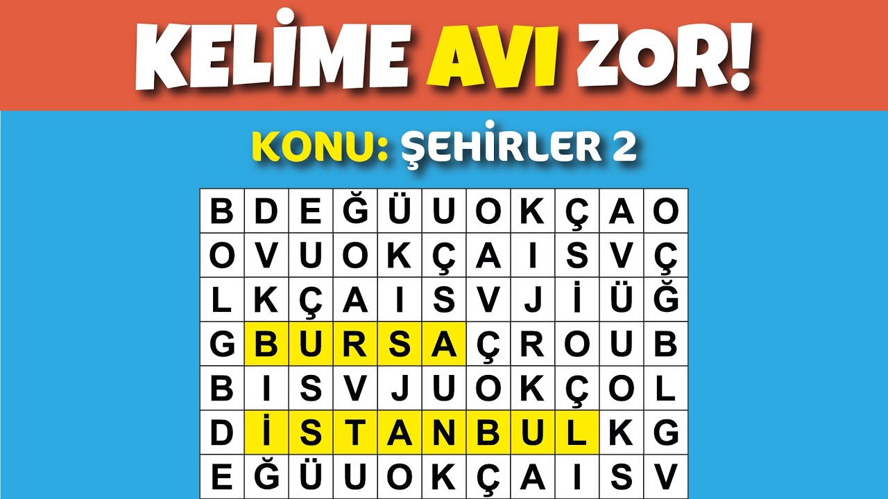 KELİME AVI ✍️ Konu: ŞEHİRLER 2 ✈️ Gizli Şehirleri Bulabilir misin? Turkish Quiz, Kelime Bulmaca