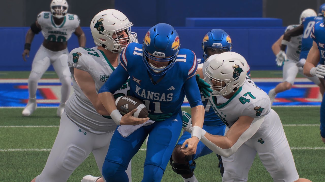Coastal Carolina withstands late Kansas charge, wins 2026 game in CFB 26 dynasty mode