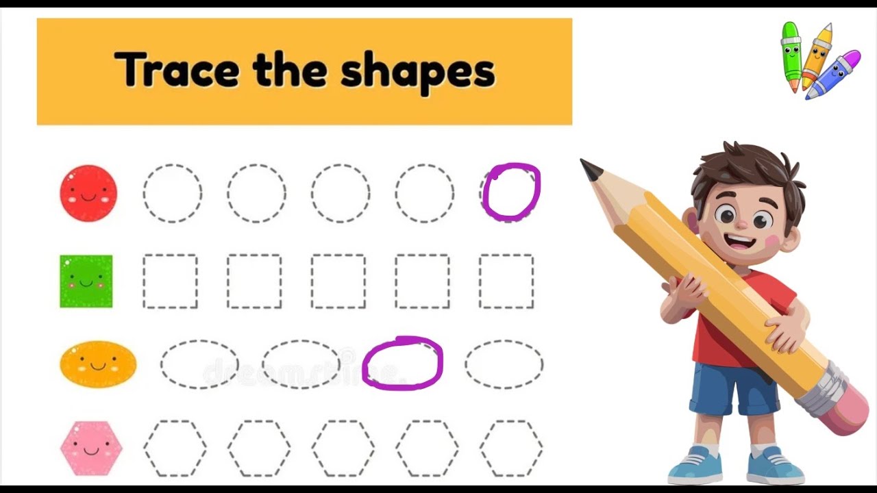 Shape Tracing, Drawing & Coloring | Fun Preschool Learning