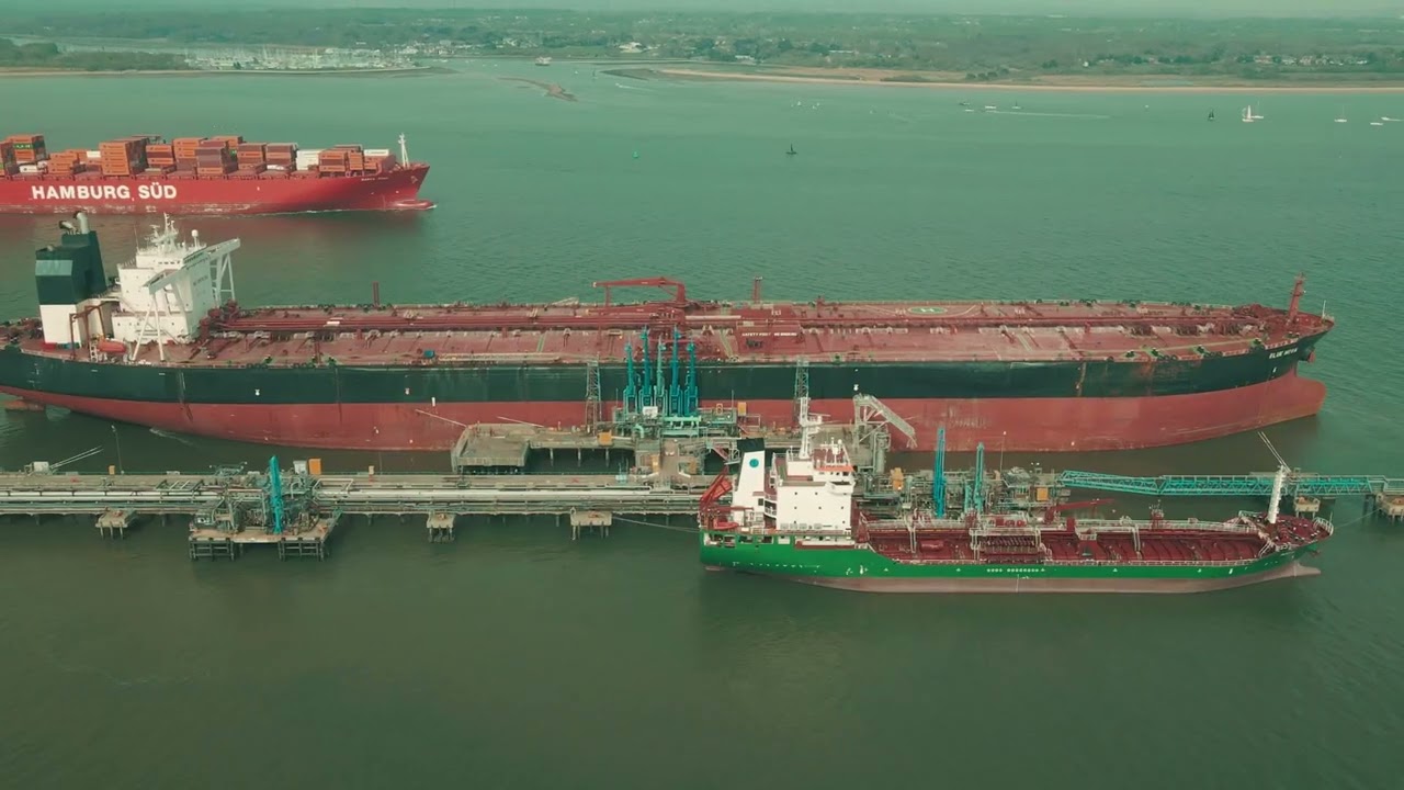Southampton Water from the Air | Esso Oil Terminal | 4K