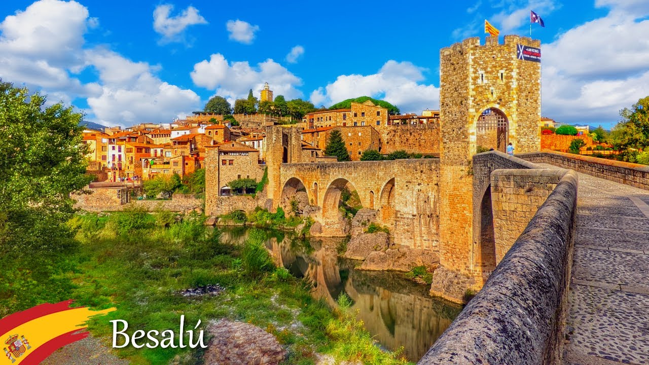 Бесалу, Испания 🇪🇸 Прогулка по средневековой деревне 🌞 Самые красивые деревни Испании 🌷 Прогулка 4K