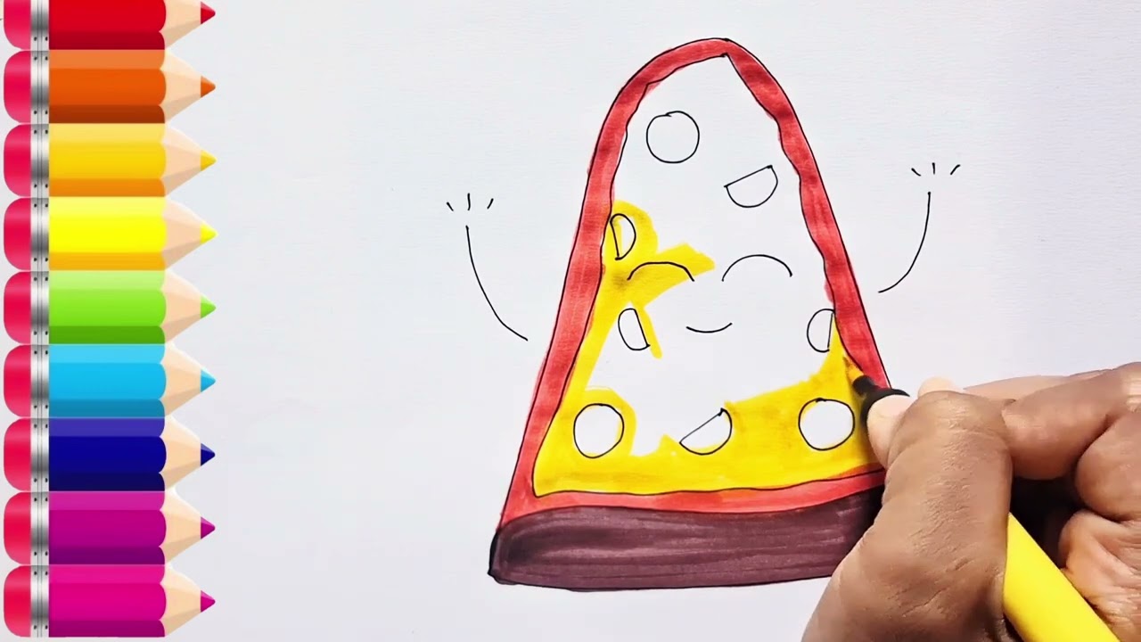 How to draw a Pizza slice easy step by step 🍕