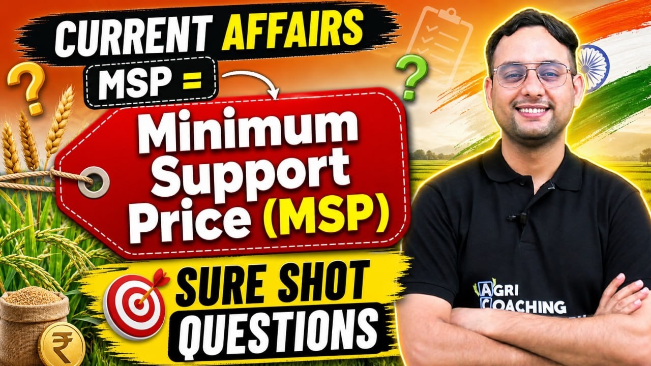 Minimum Support Price (MSP) &mdash; Sure Shot Questions | Current Affairs for Agriculture Exams 2026
