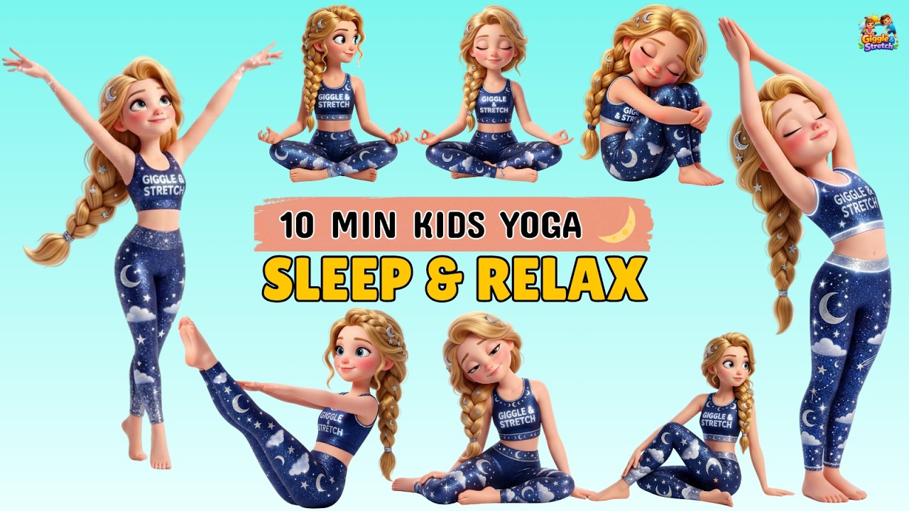 10 Min Bedtime Yoga for Kids | Sleep & Relax | Giggle & Stretch