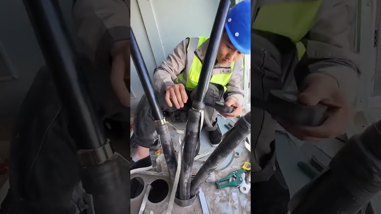 今天工地上来了一个05后老电工 电力施工 电工高压电工 电缆头制作 施工现场实拍