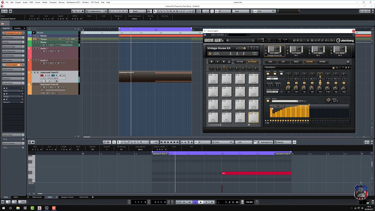Note Repeat in Groove Agent 4 with Cubase Pro 9