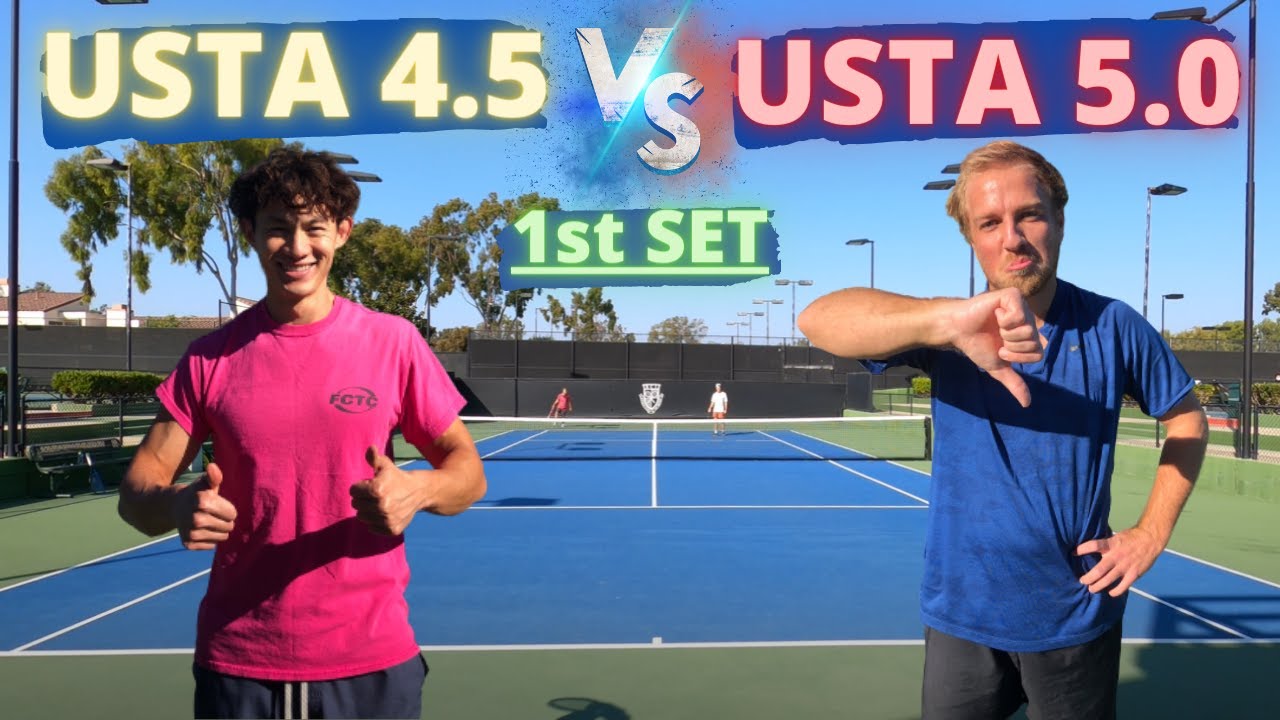 USTA 4.5 Baseliner vs. USTA 5.0 Bigger Baseliner - 1st Set Tennis HIGHLIGHTS with Ryan