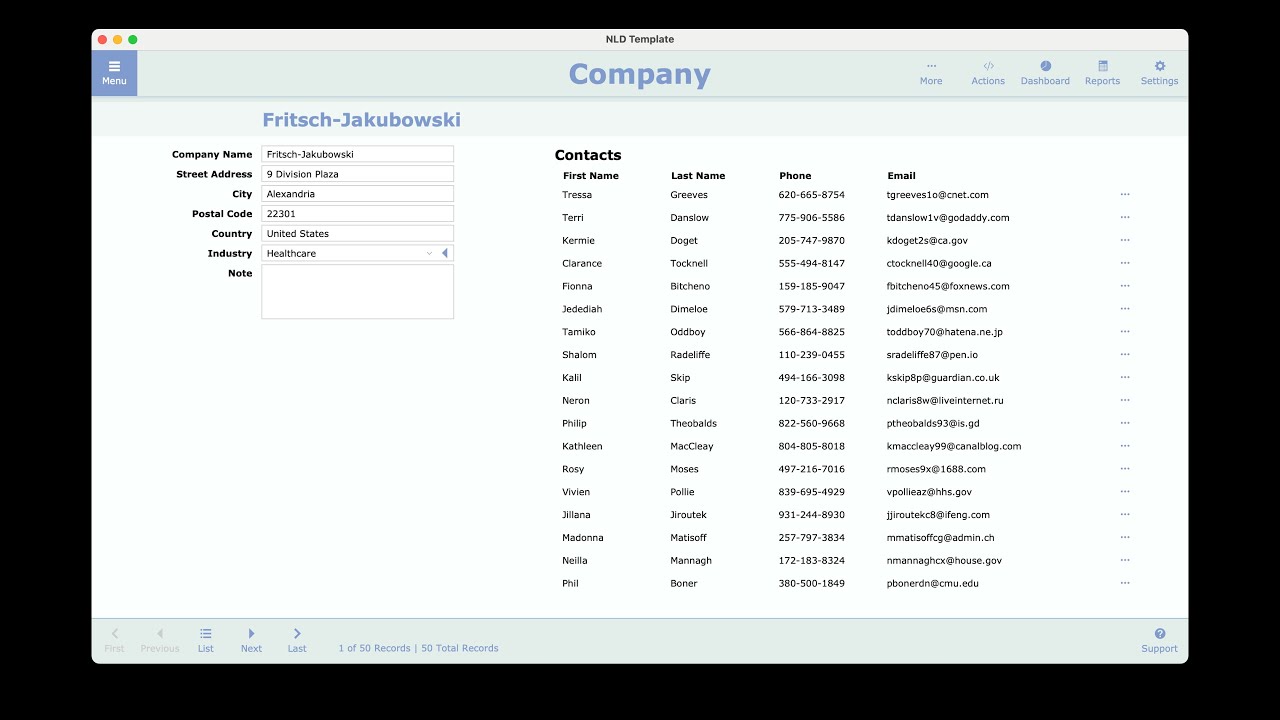 Free FileMaker Template
