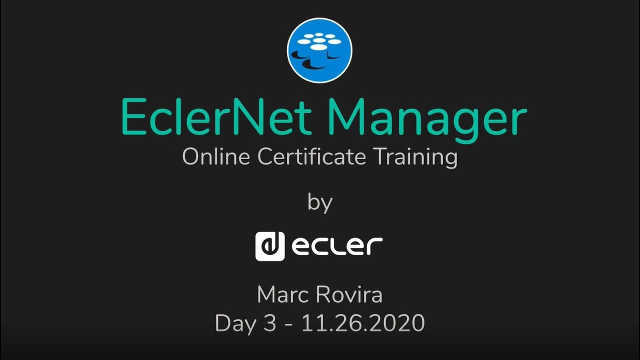 EclerNet Manager: online certificate Part 3