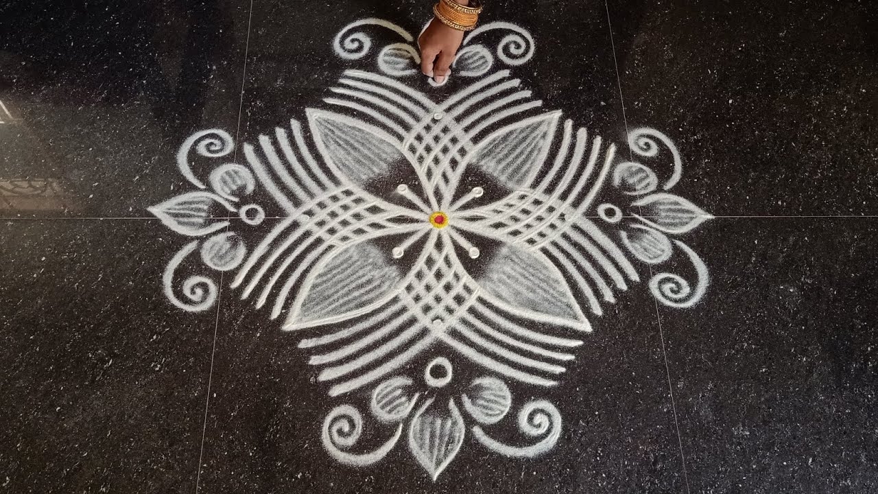 chithirai madham simple flower kolam | 3*3 easy pandaga muggulu | easy rangoli | rangoli kolangal