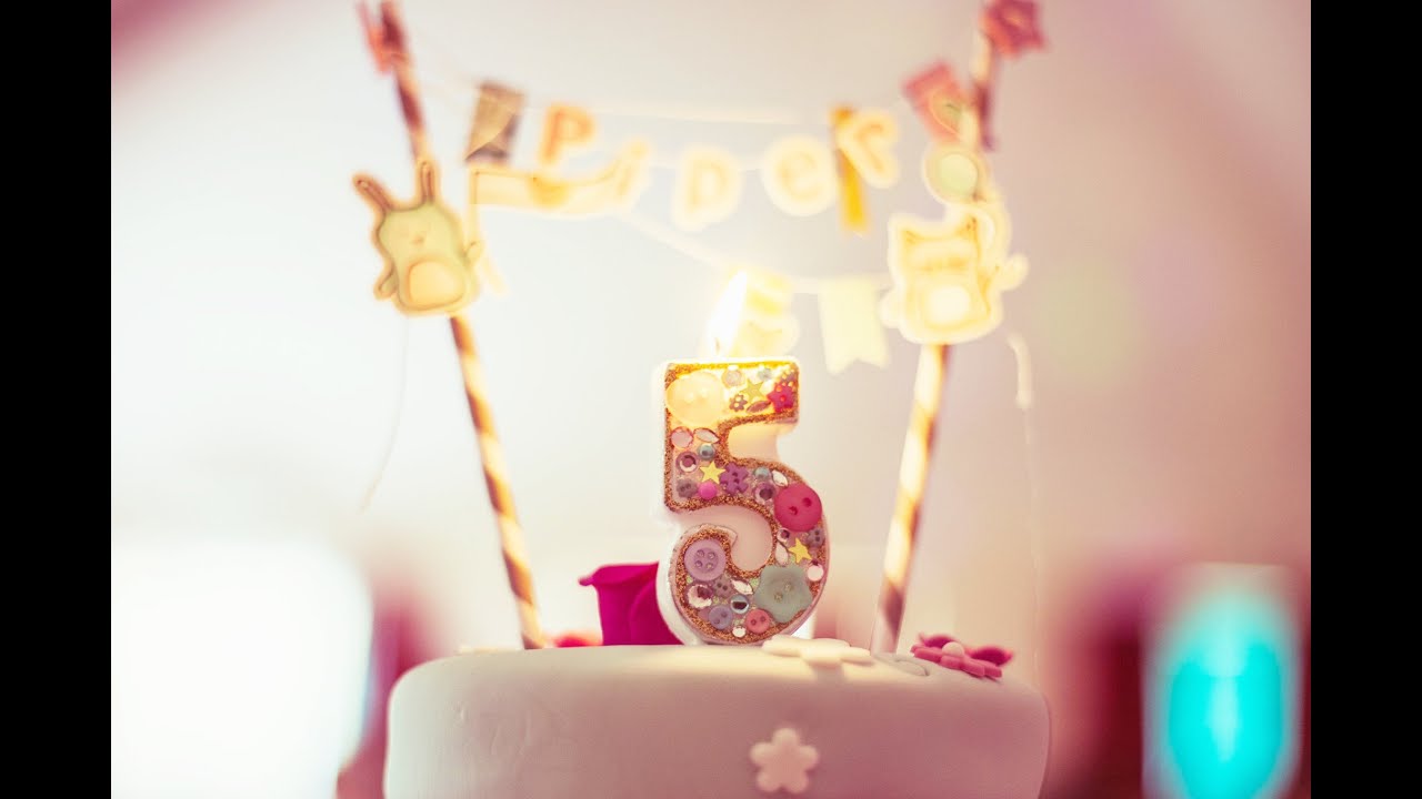 DIY Cake Topper Bunting and Embellished Candle