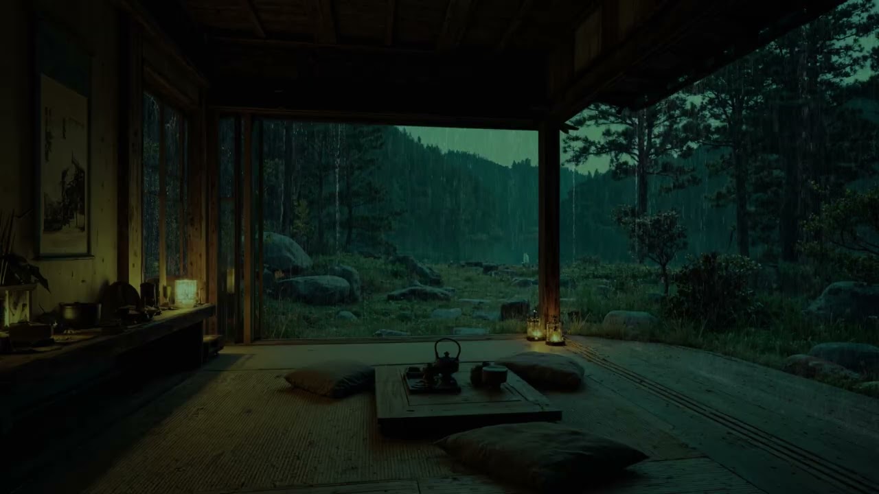 Rain Sounds in a Dark Bedroom with Fireplace | Relaxing Ambience for Deep Sleep, and Meditation
