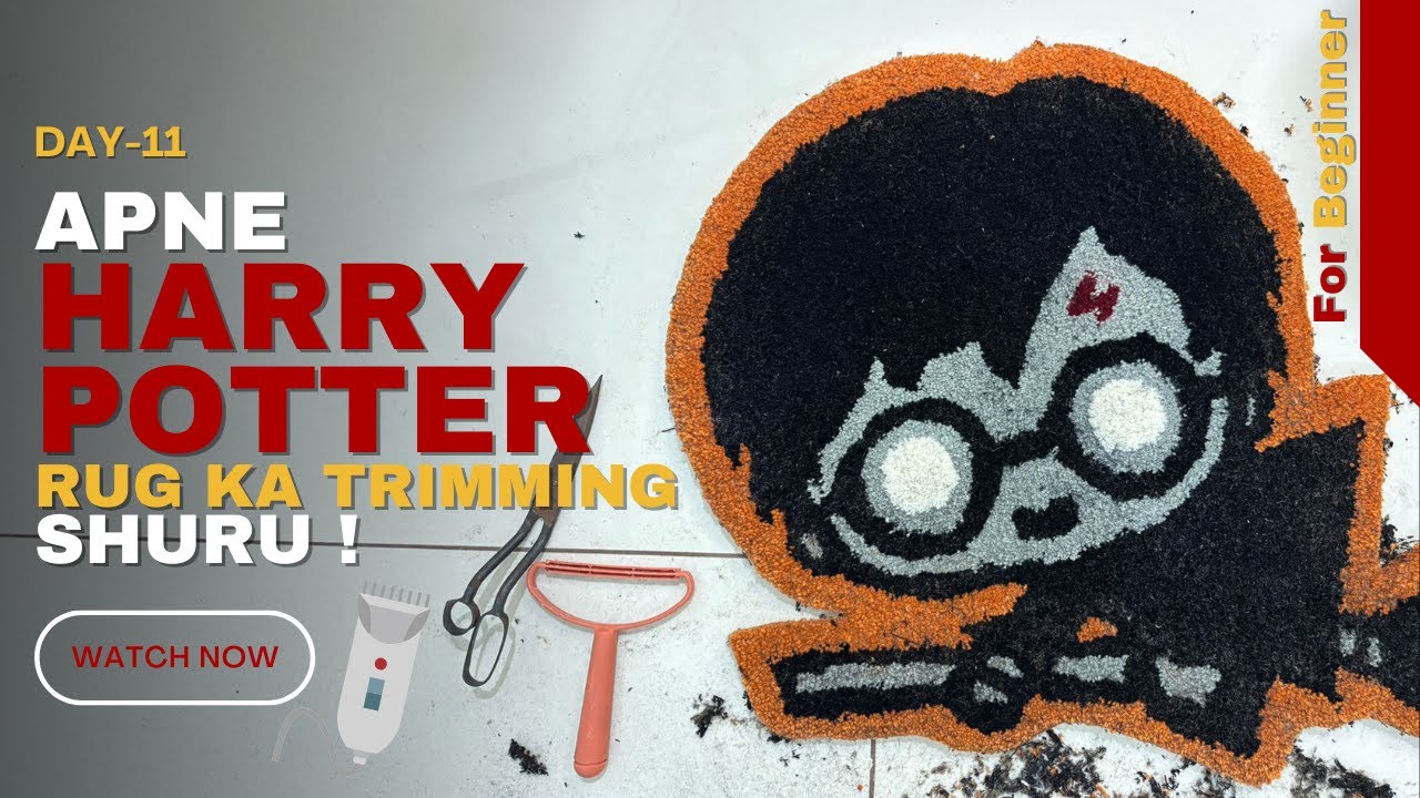 Harry Potter Logo Rug Trimming Tutorial | Tips for Perfect Finishing (Day 11)