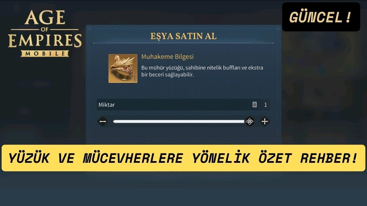 Mücevher (Rün) ve Yüzüklere Dair Özet Rehber Bilgi - Age Of Empires Mobile