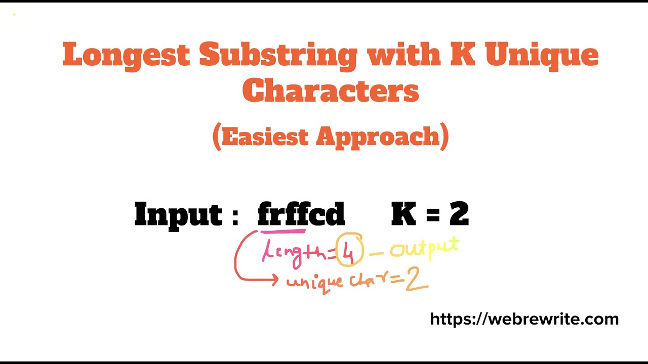Longest Substring with K Unique Characters | Programming Tutorials