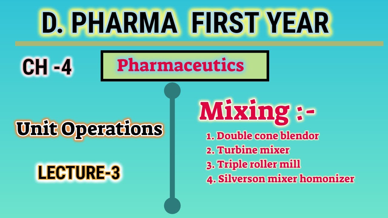 Mixing | Ch-4 | L-3 | Unit operation | Pharmaceutics | D.Pharm first year