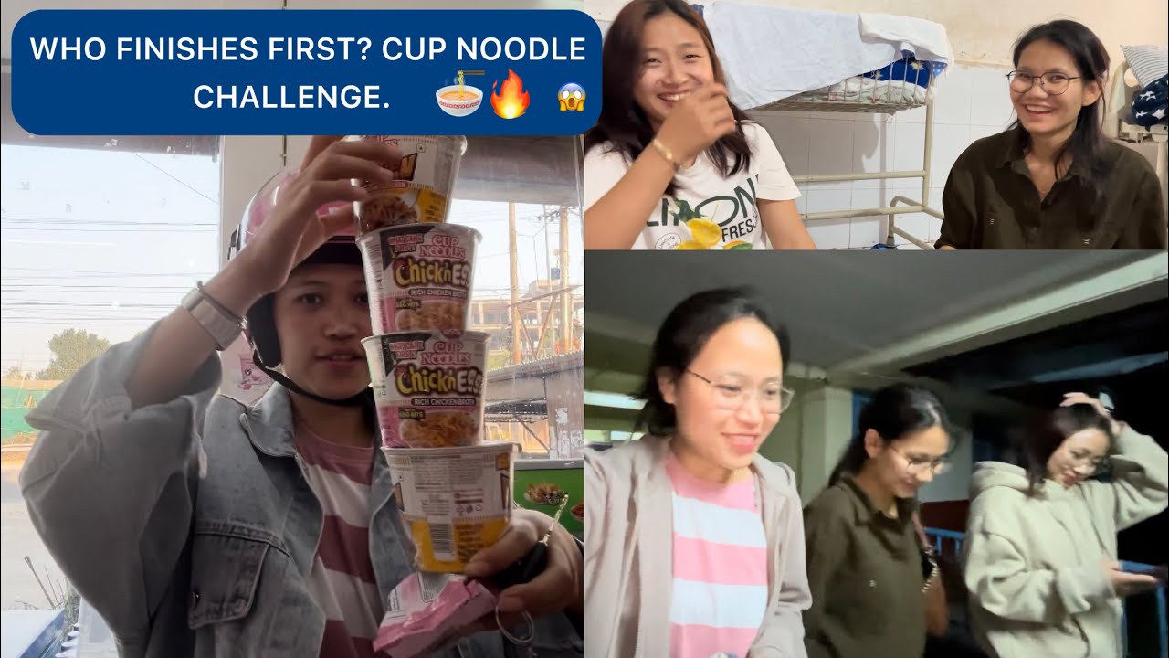 Who Finishes First? Cup Noodle Challenge 🍜🔥 😱