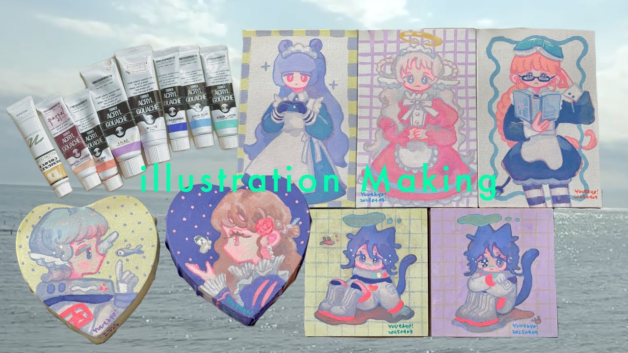 \ アクリルガッシュ / メイキング・かわいく描いちゃうよ〜🧁🐟 ➕𝘃𝗹𝗼𝗴