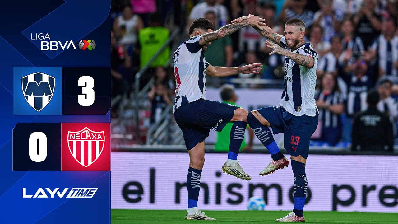 RESUMEN y GOLES: Monterrey 3 - 0 Necaxa | Liga Mx - J6 AP 2025 | Layvtime