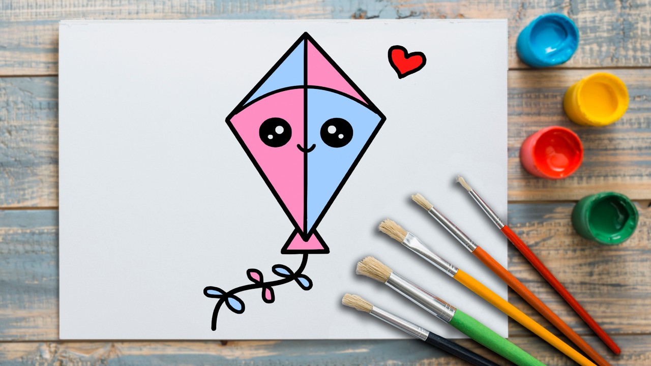 How to Draw a Cute Kite Simple & Easy for Kids
