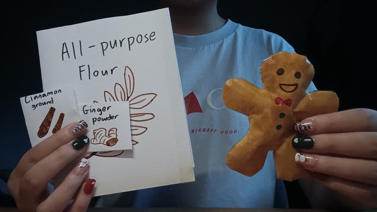Christmas Advent Day 21 (Sunday 3) : ASMR Making gingerbread men cookies (Rain) (No talking)